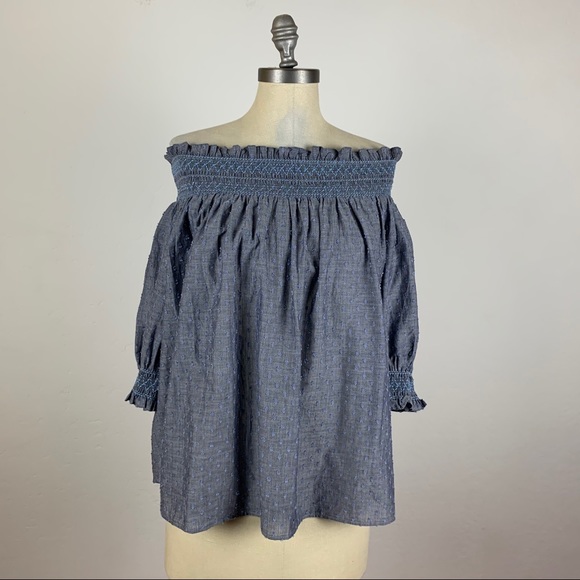 LOFT Tops - LOFT Off Shoulder Chambray Top